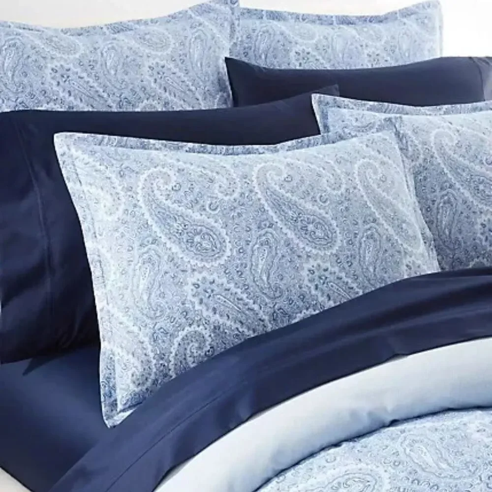 Paisley Duvet Set Lauren Ralph Lauren Flannel Duvet Cover Set Bantry Blue, Queen - Picture 3 of 6